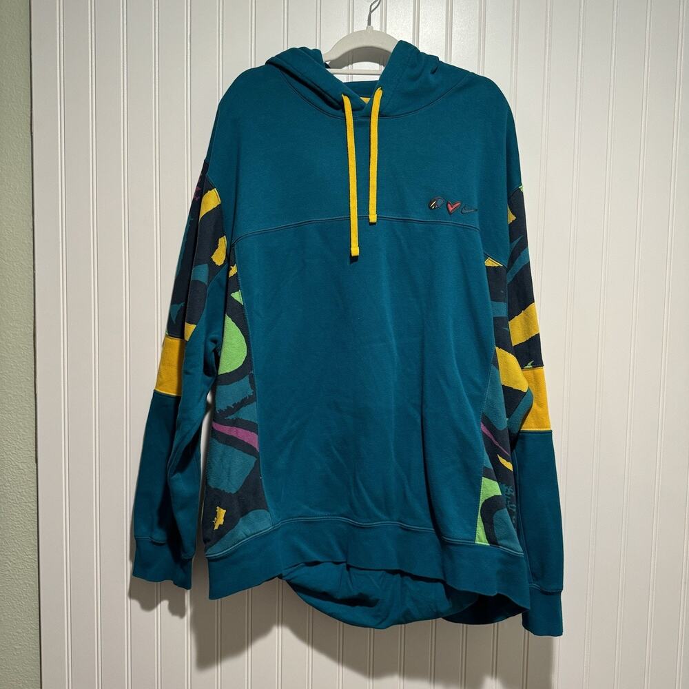 Nike Teal Multicolor Graphic Pullover Hoodie - Picture 2 of 9